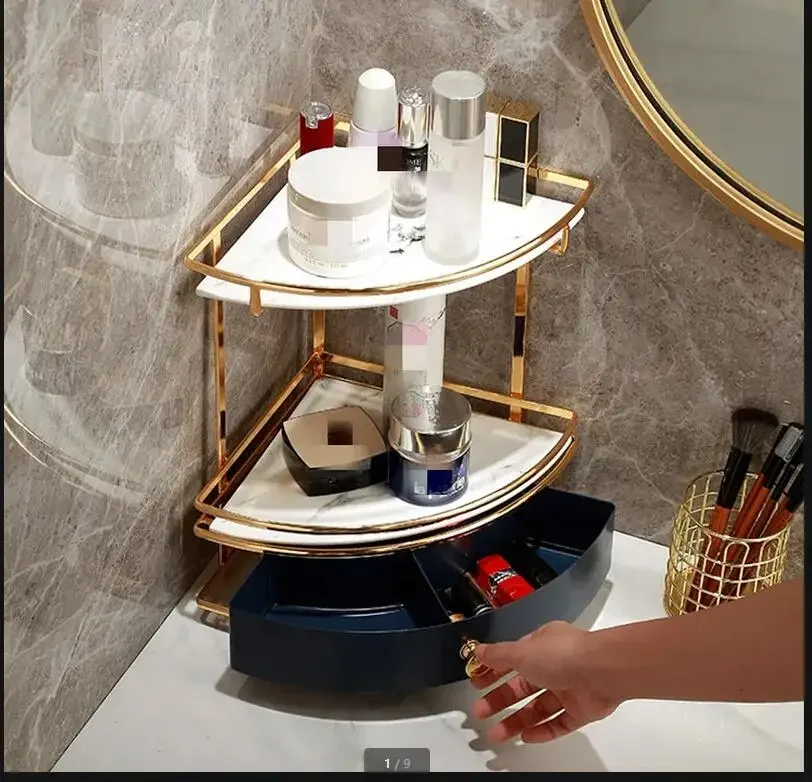 

Iron Ceramic Storage Rack Glass Shelf Cosmetic Storage Holders Home Desktop Organizer Organize Box 2-layer 3-layer Storage Rack