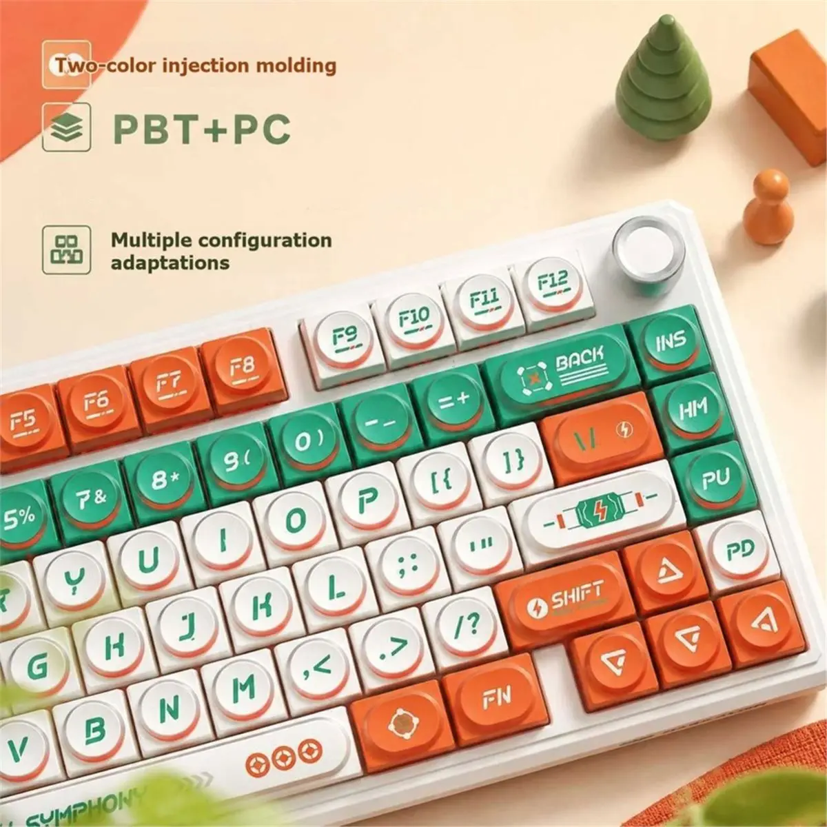 115 Keys Retro Block Keycap Set Rounded Profile Keycaps for MX Style Mechanical Keyboard Custom Keyboard
