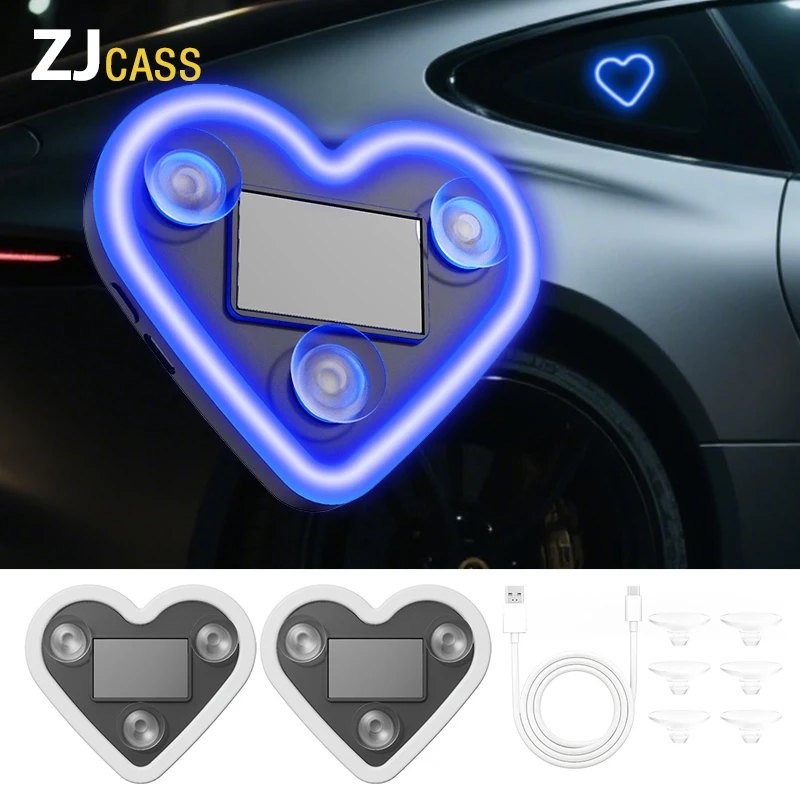 

LED Car Window Atmosphere Light With Solar charging & USB Glowing Heart Ambient Mood Lights Interior Decoration Neon Lamp
