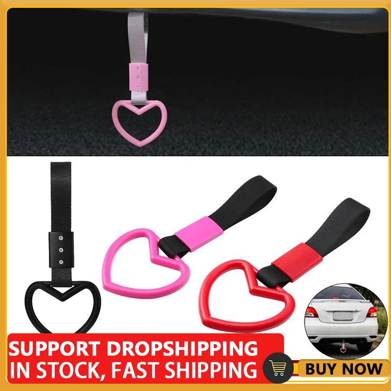 Car Rear Bumper Warning Heart Pendant Car Styling Bus Handle Ring Tsurikawa Ring Charm Strap Car Decoration Accessories