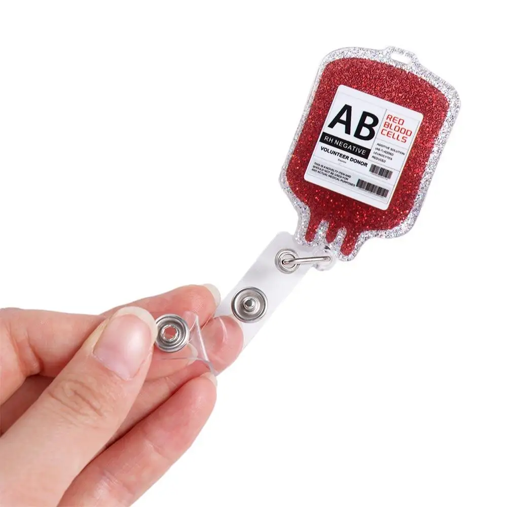 ABS 格納式バッジリール簡単に引っ張れるバックルナースキーホルダー血液型バッグ形状クリップ簡単に引っ張るアンチロスト