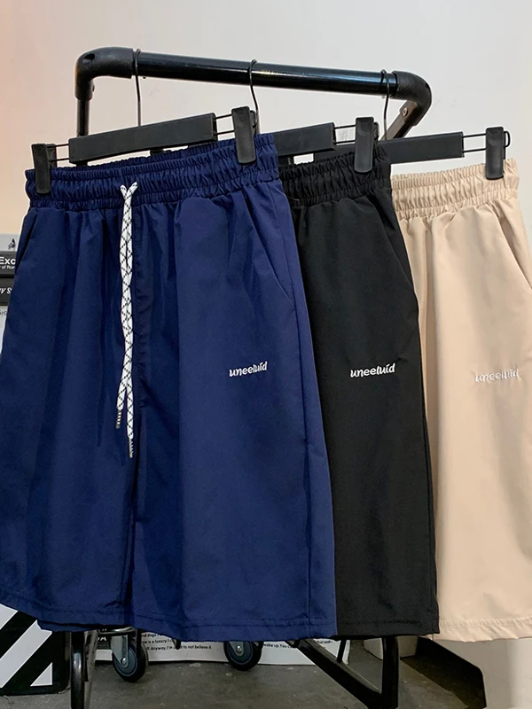 

Summer Casual Loose Straight Leg Men's orts Embroidered Comfortable Five-Quarter Pants Versatile Workwear Mid-Waist Youthful