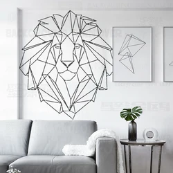 Plantilla de decoración de pared para pintar, arte de línea de León, lineal, Triangular, geométrico, 46cm-91cm, S279