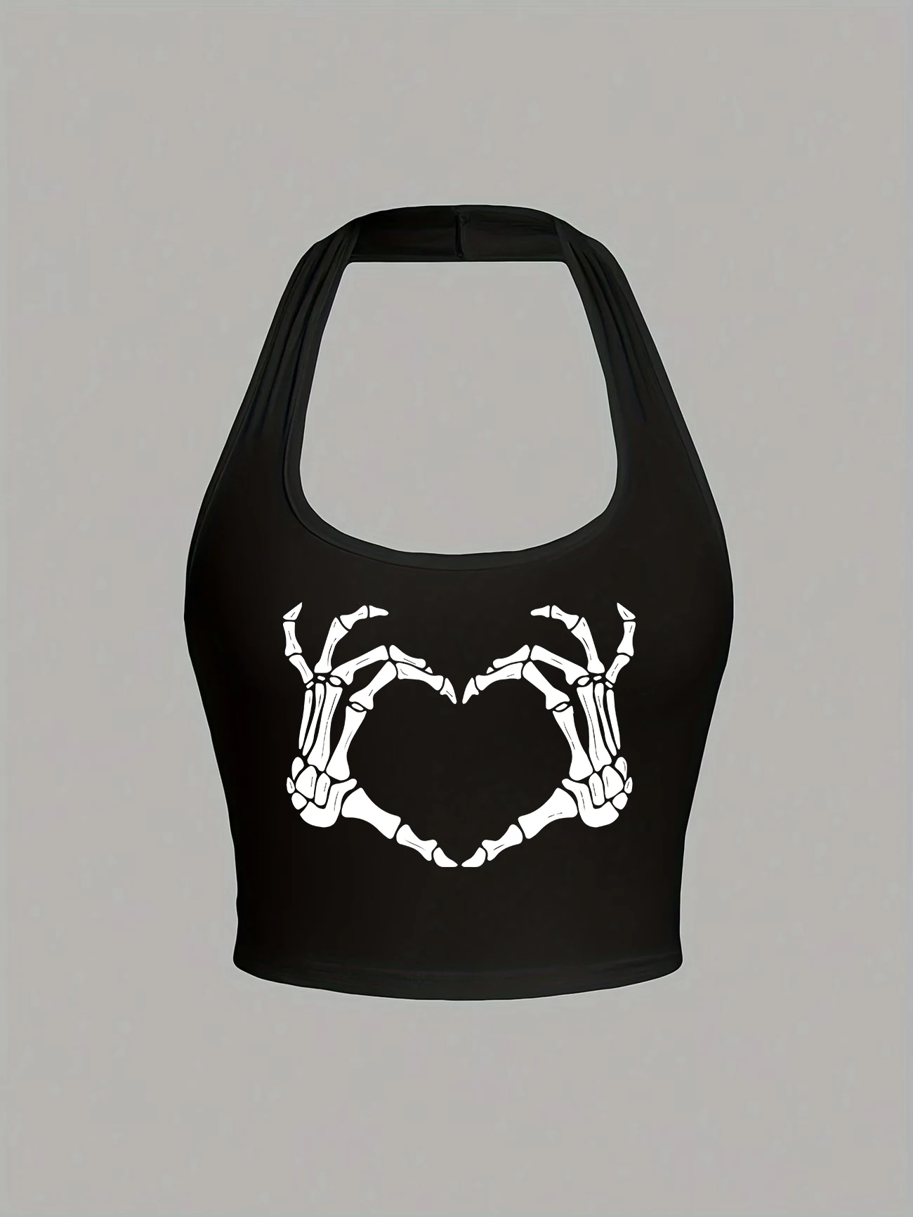 Halloween Skeleton Hand Heart Halter Neck Tops Sexy Women Summer Halter Top Y2k  Tanks Chic Vest Shirt Tank Top Girls Woman