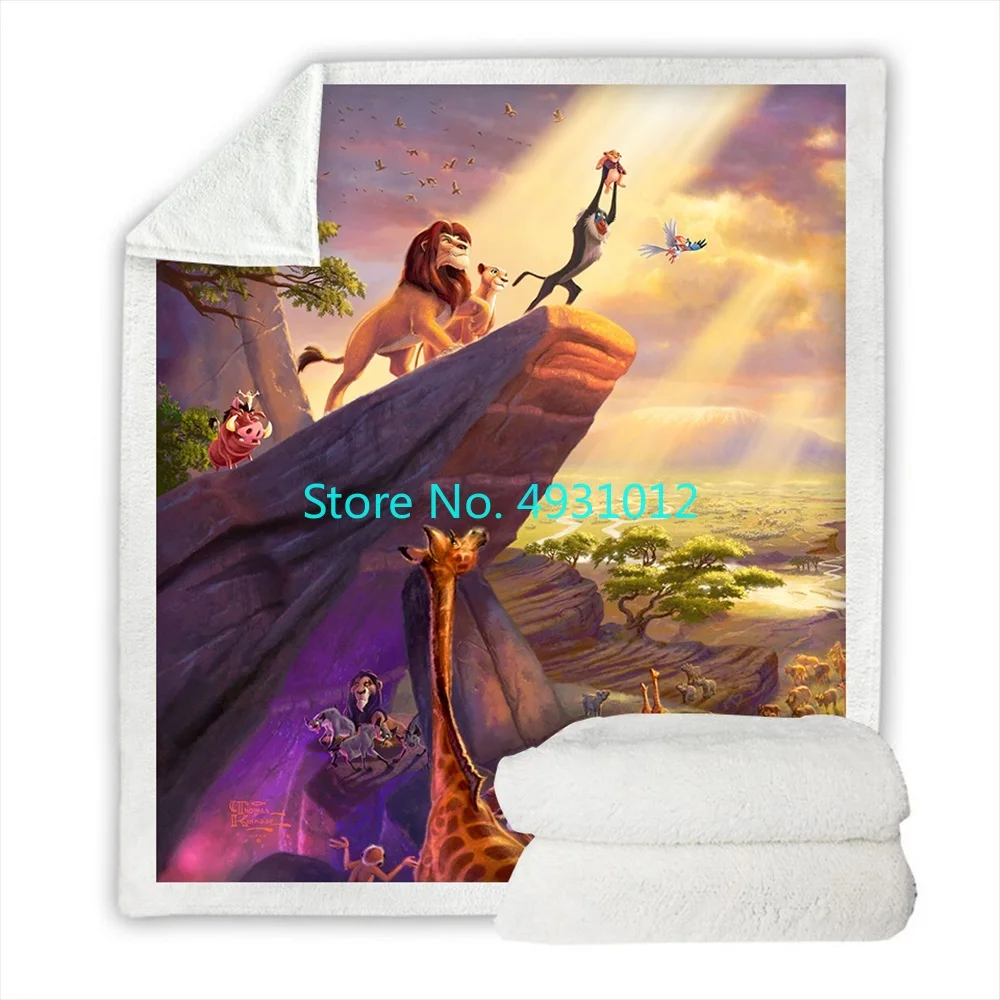 Catoon Lion King Simba Kids Blanket 70x100cm Soft 3D Flannel Lamb Sherpa Blankets Baby Kids Gift Throw Sofa Bedroom