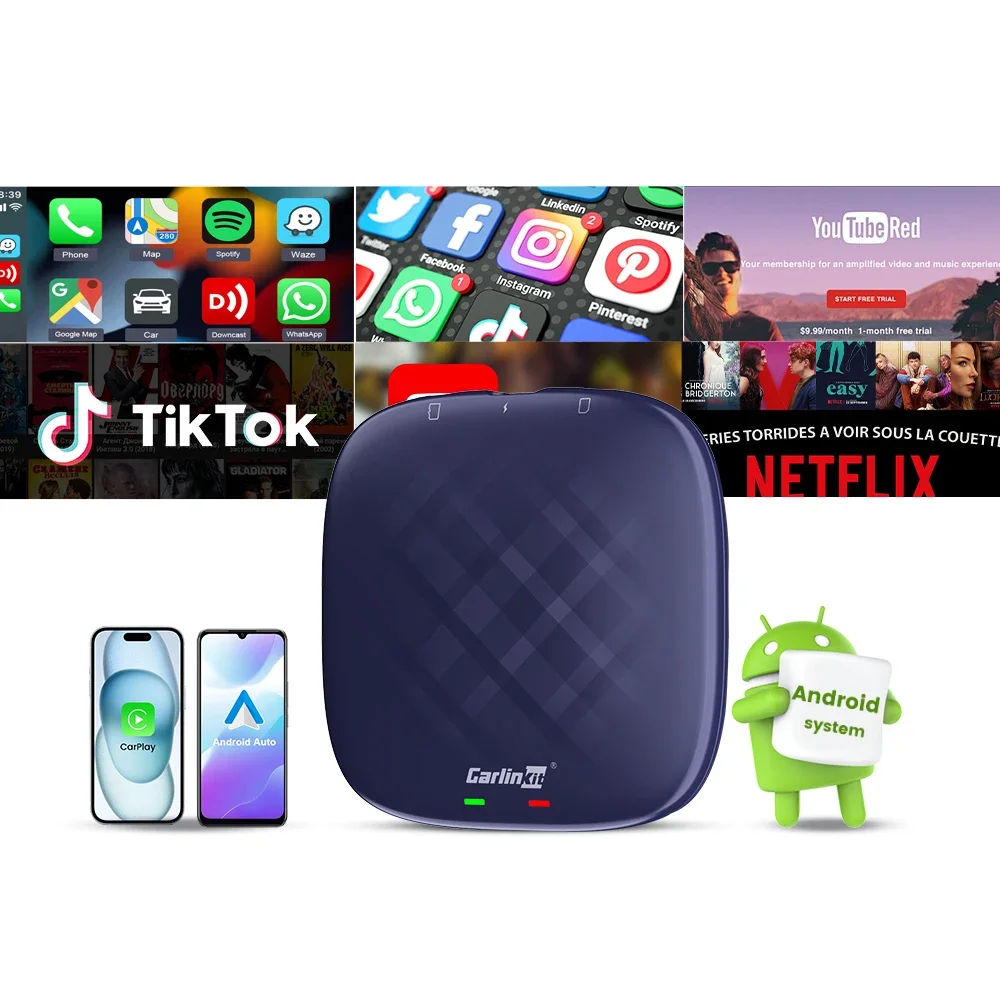 

Carlinkit 8G+128GB Tbox Carplay Android 13 Ai Box Wireless Adapter Android 13 Portable Carplay