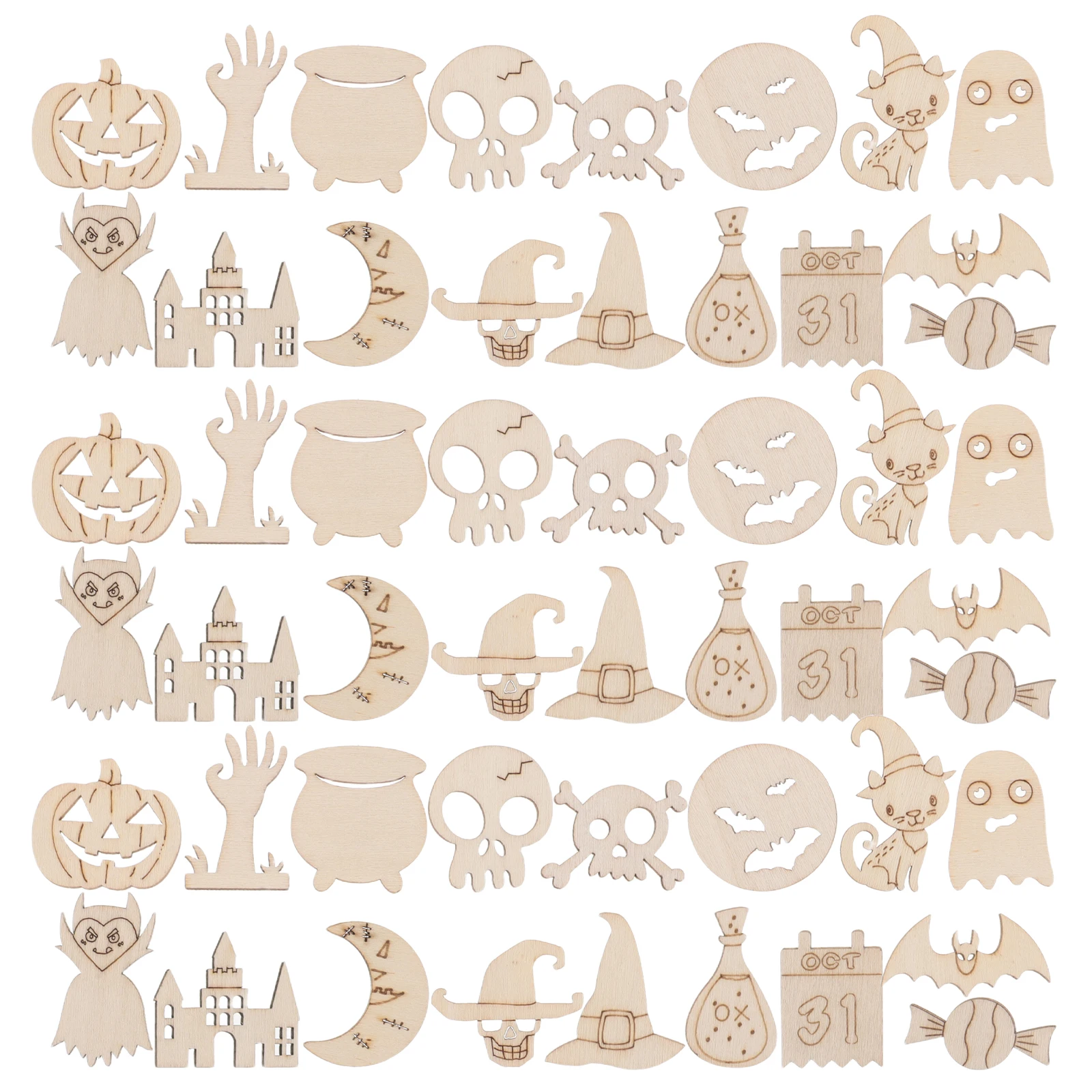 

Halloween Handmade Wood Chips Fall Wooden Ornaments Cutouts for Crafts Decorative Kit Blank Slices