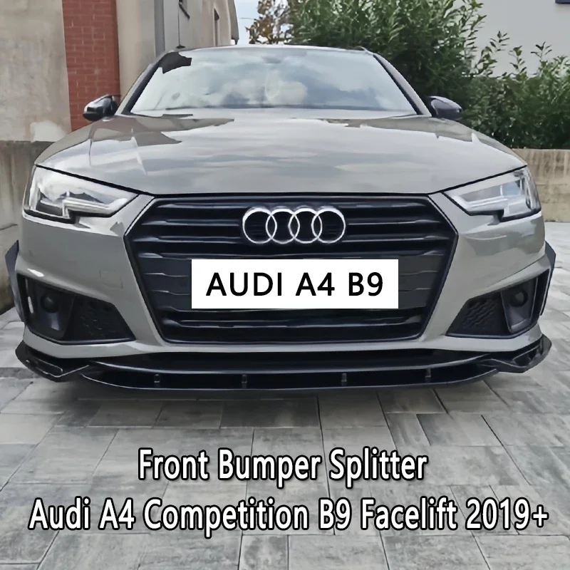 For Audi A4 Competition B9 2019+ Car Front Splitter Front Bumper Lip Spoiler Splitter Front Lip Chin Canard Cover Bodykit Tuning