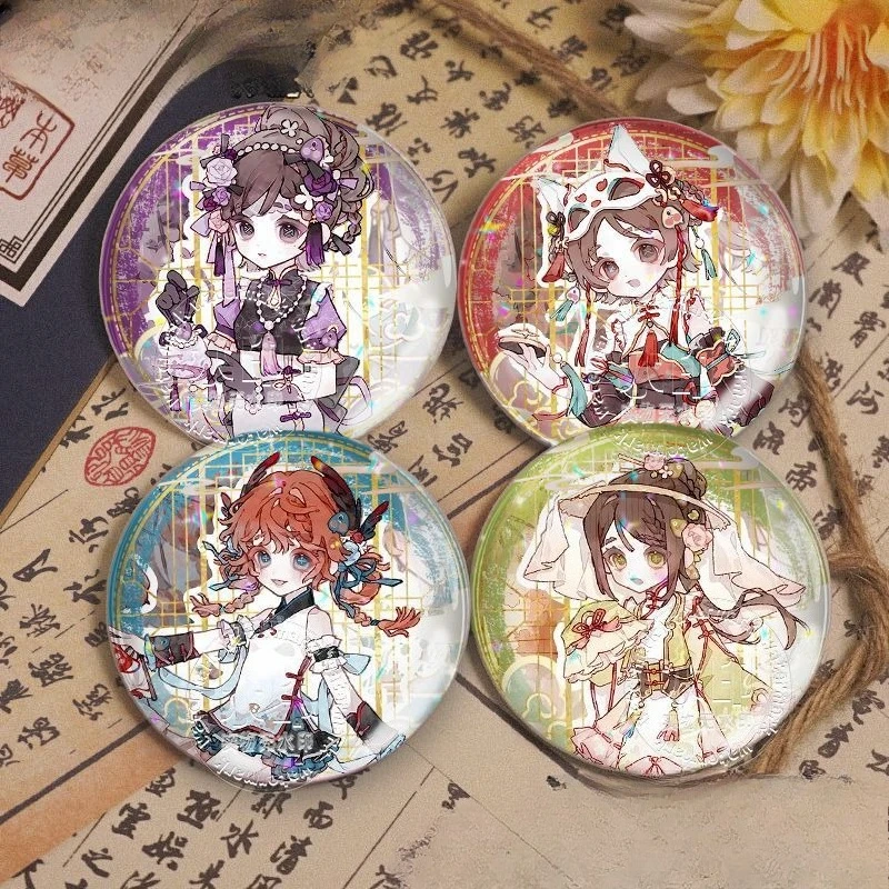 Identity V Game Badge Little Girl Toy Merchant Cheerleader Gardener Perfumer Round Anime Brooch Fans Collection Cosplay Decor