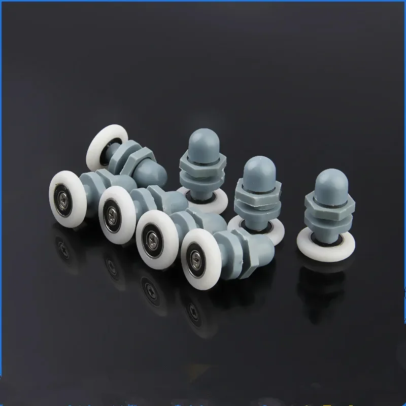 

8pcs/lot 23mm/25mm/27mm Single Straight Plastic Shower Door Pulley Rollers Runners Wheels Bearing For Sliding Shower Cabin Room