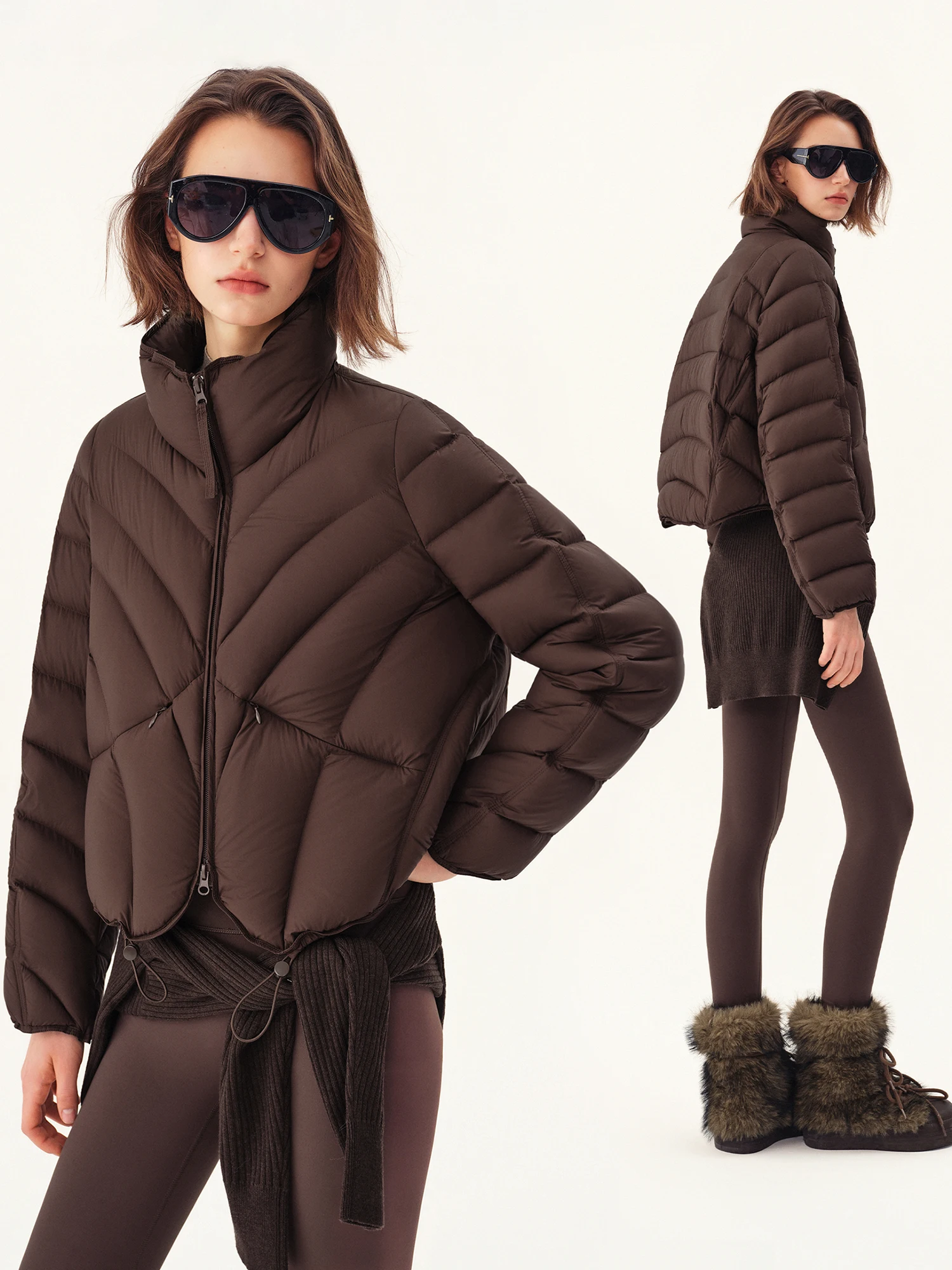 ZIQIAO Women's Fluorine-Free Water Repellent Graphene Heat Retention Short Stand Collar Down Jacket 2026 Winter New Outerwear