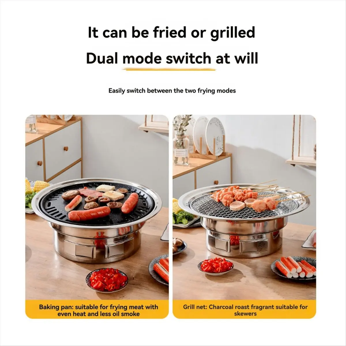M10K 13 Inch Korean BBQ Grill Multifunctional Charcoal Barbecue Grill Portable Charcoal Stove for Camping Picnic Indoor