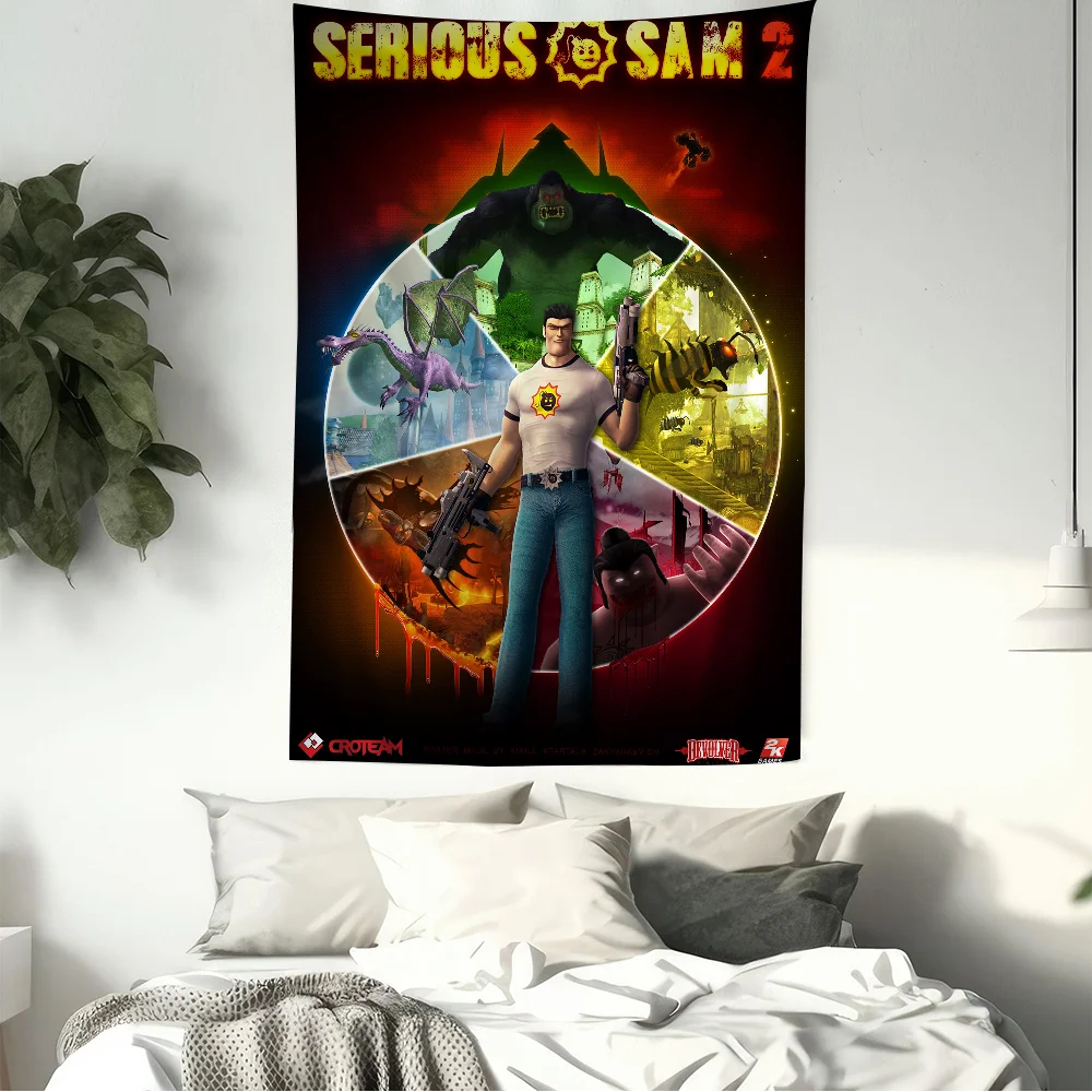 SERIOUS SAM Printed Large Wall Tapestry Hanging Tarot Hippie Wall Rugs Dorm Art Home Decor