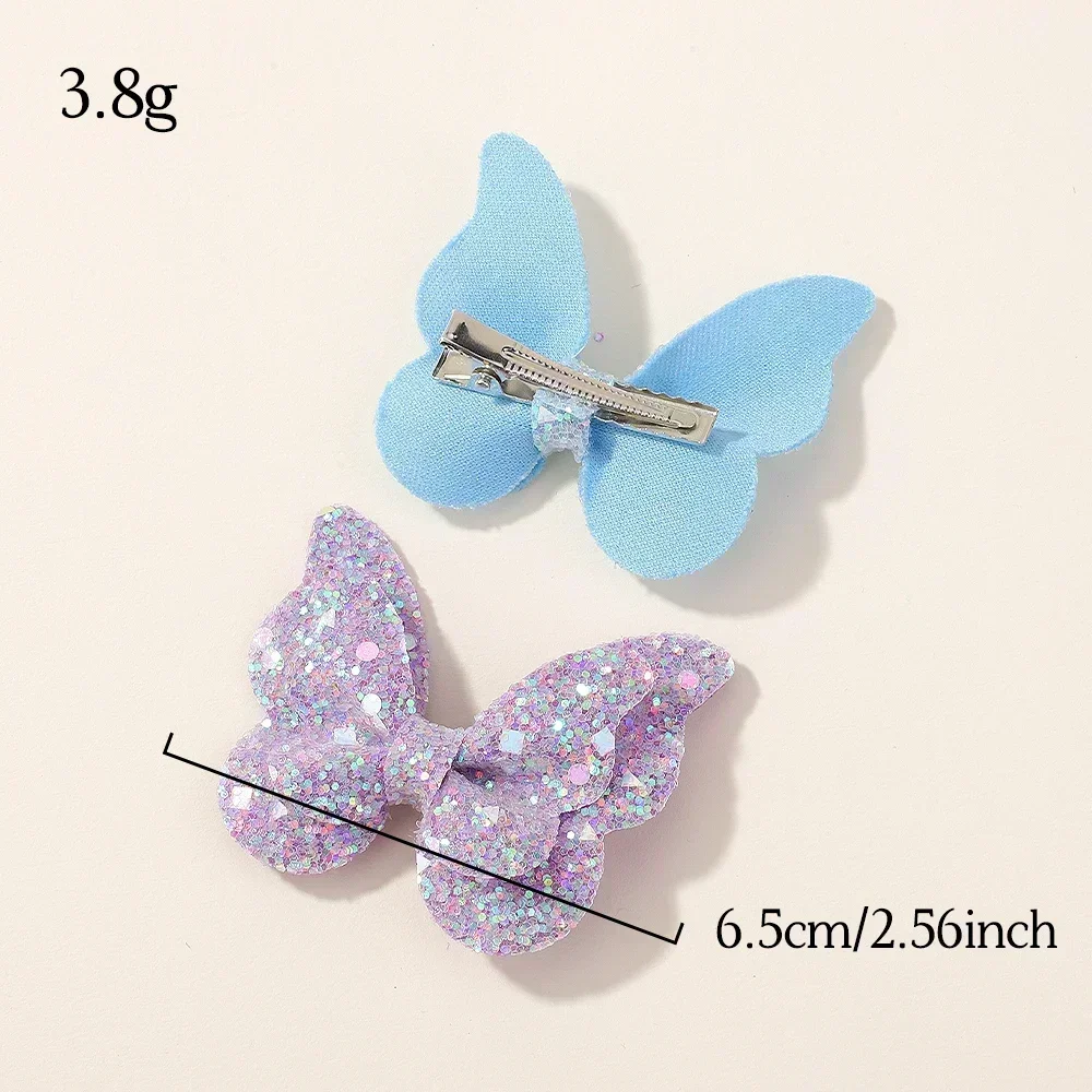 5Pcs/Set Colorful Sequin Hair Clips Butterfly Princess Girls Headwear Children\'s HairClips Baby Hair Accessories Wholesale