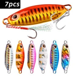7pcs Drager Slow Cast Metal Jig Fishing Lure Jigging Spoon  40g 50g Artificial Bait Shore Casting Jig Fishing Tackle