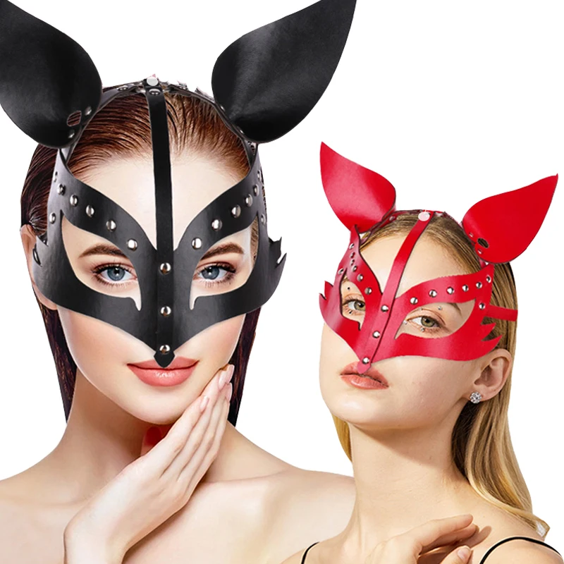 Exotic Costumes Leather Bondage Gothic Fox Mask Sleep Eyeshade Fetish PU SM Blindfold Couples Bdsm Adult Tool For Edgy Woman