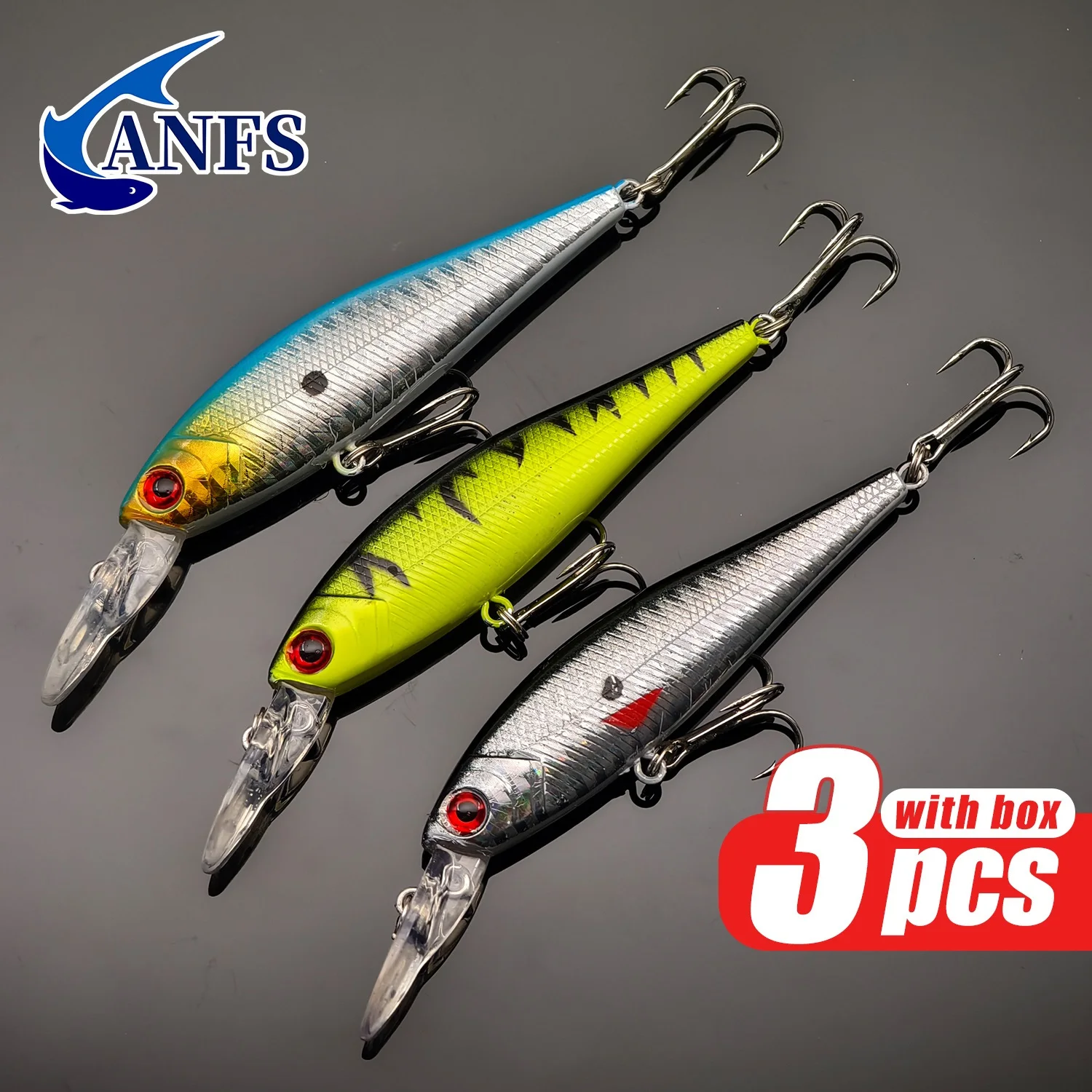 ANFS 3pcs Minnow Lure Set -Exceptional Artificial Baits for Enhanced Catch Rates,Cool Fishing Lure for Angler