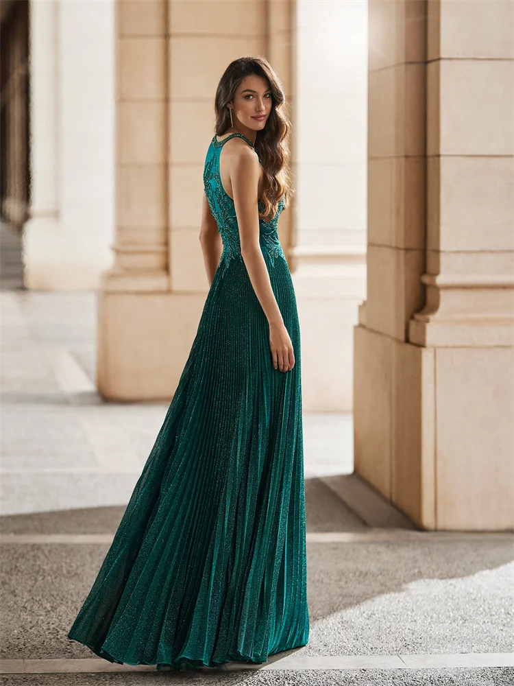 Trumpet / Mermaid High Neck Floor-Length Back Zipper Satin Prom Dresses With Applique Dresses For Women Party Wedding Evening