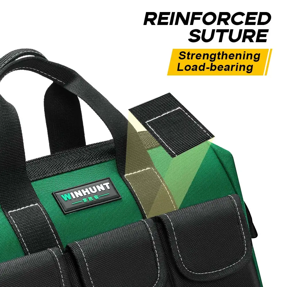 WINHUNT ツールバッグ、グリーン、31cm/12インチ、1680Dポリエステル製、DIYや職人向け