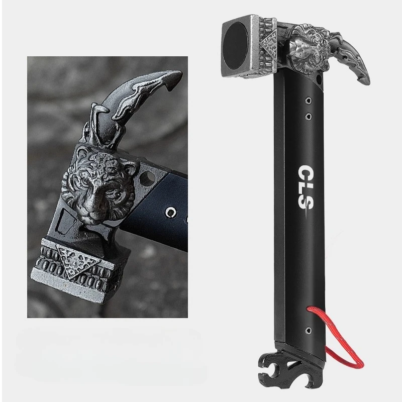 

Outdoor Multi Functional Dragon Tiger Totem Tactical Hammer Convenient Camping Stainless Steel Iron Tent Skyline Hammer EDC Tool