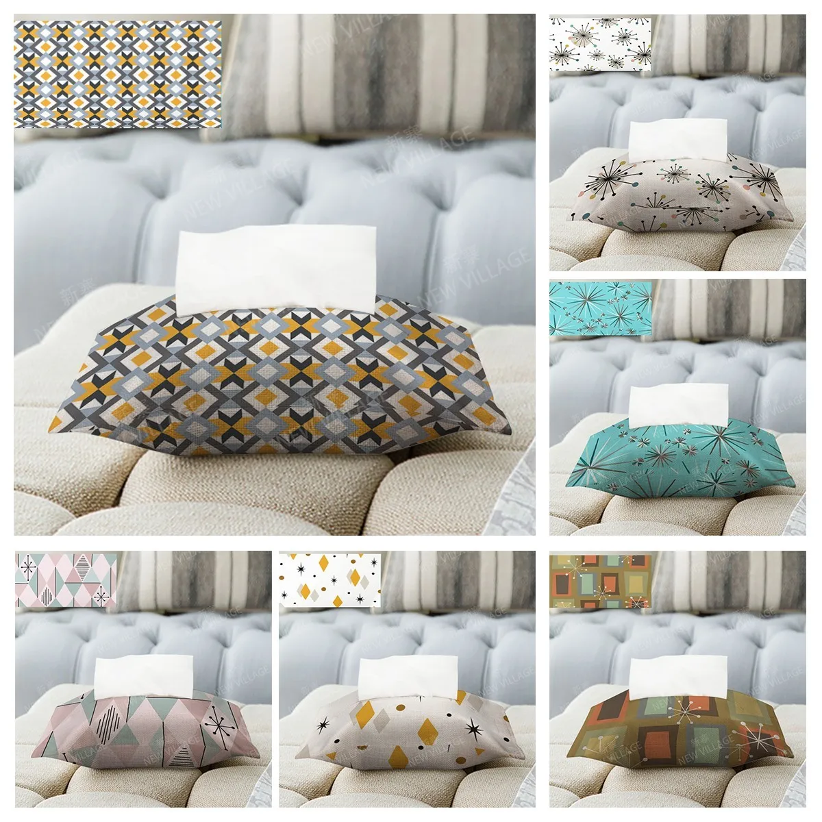 Home decor boho fabric tissue box car tissue holder tissue cover box Textiles cloth storage tissue bag nordic wipes dispenser