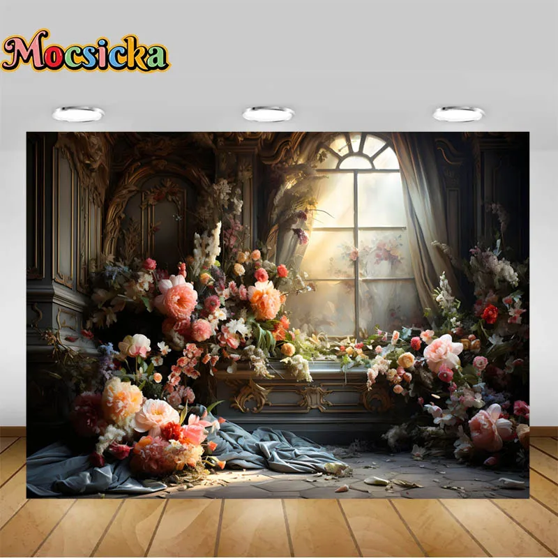 Mocsicka Flower Photography Background Vivid Peonies Sunlight Through Window Decoration Background Adult Art Portrait Shooting