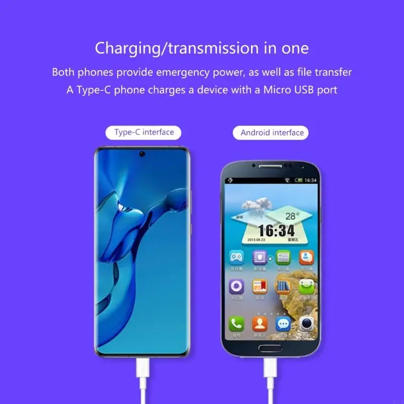 T8UC Прочный USB-кабель типа C с разъемом Micro USB для синхронизации заряда OTG для телефонов
