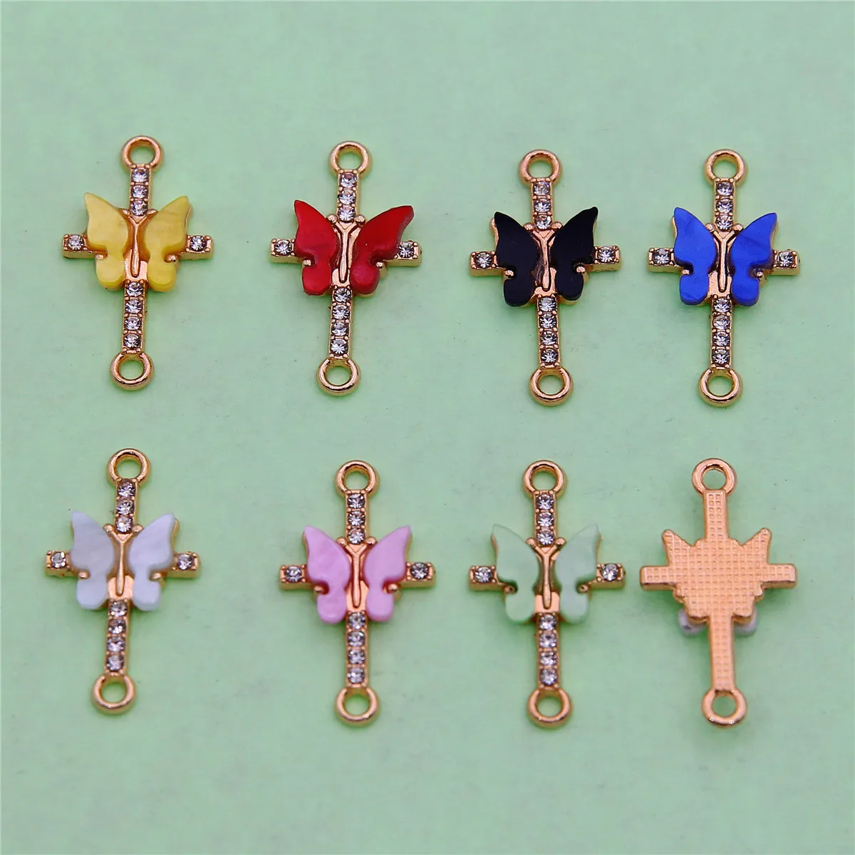 10pcs26*14mm Acrylic Butterfly Decoration Cross Point Diamond Connector Diy Trend Bracelet Necklace Accessories Material