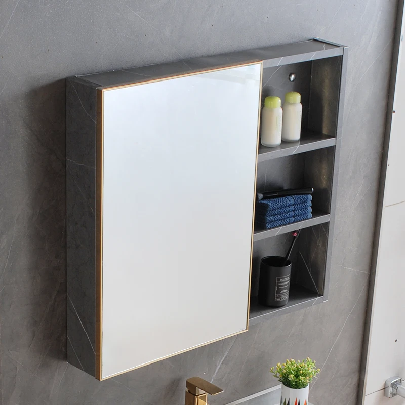 Stainless steel mirror cabinet 55cm with light 304 intelligent bathroom cabinet, wall mounted toilet storage, and mirror box