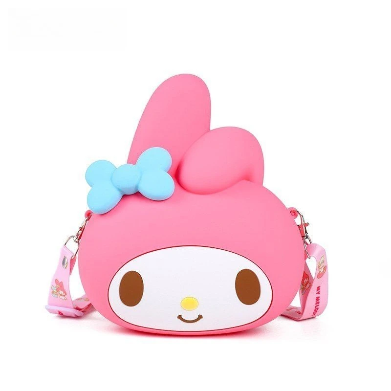 Kawaii Sanrio Large Head Silicone Crossbody Bag New Style Cute Parent-child Cartoon Mobile Phone Bag Girl Large Capacity Storage