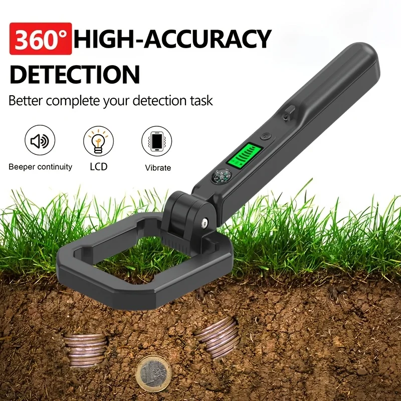 1pc Foldable Metal Detector with 360° All-Around Detection, LCD Display And Alarm Features Equipped with a Low Voltage Indicator