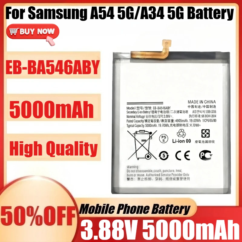 

New EB-BA546ABY 3.88V 5000mAh High Quanlity Battery EB-BA546ABY For Samsung A54 5G/A34 5G Battery +Tools