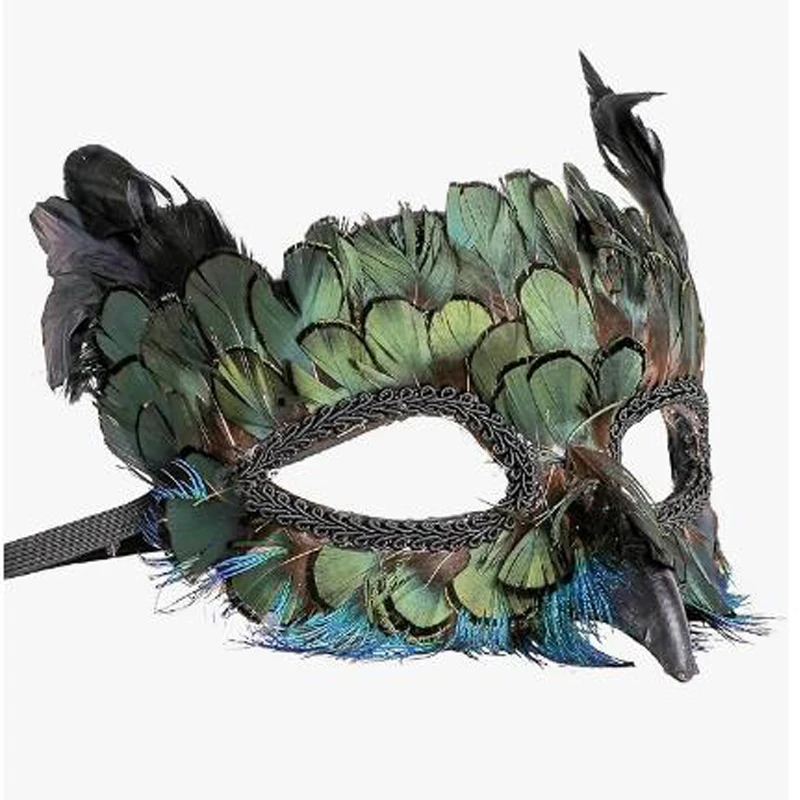 Peacock Feather Masquerade Mask Bird Beak Mask for Costume Party. Indiana Eagle-shaped Feather Venetian Mask