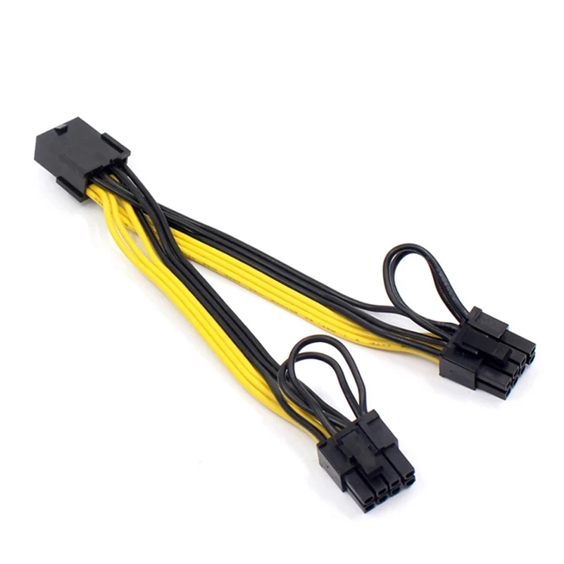 EPS CPU 8Pin to 2-Port PCIe 8Pin Dual PCI-E 6+2Pin Y Splitter Miner GPU Graphics Card Power Supply Cable Cord 18AWG 20CM