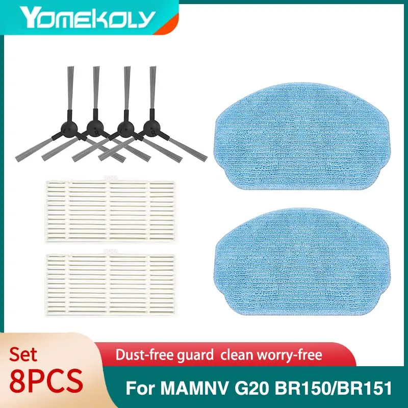 For MAMNV BR150/BR151/ZCWA BR150/BR151/MANVINS G20/ONSON BR150/BR151 HEPA-filter Mop Cloths Side Brush Clean Replacement Parts