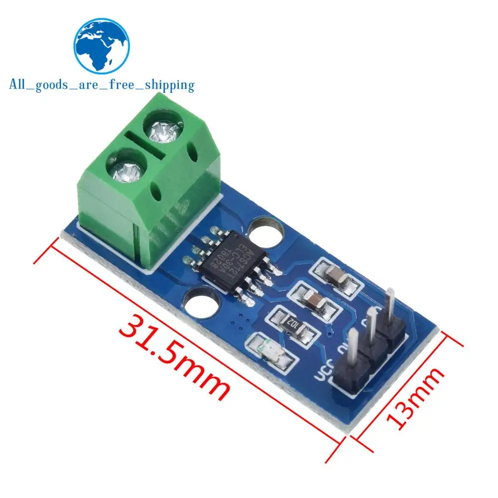 TZT 1/3PCS  Hot Sale ACS712 5A 20A 30A  Range Hall Current Sensor Module ACS712 Module For Arduino 5A 20A 30A