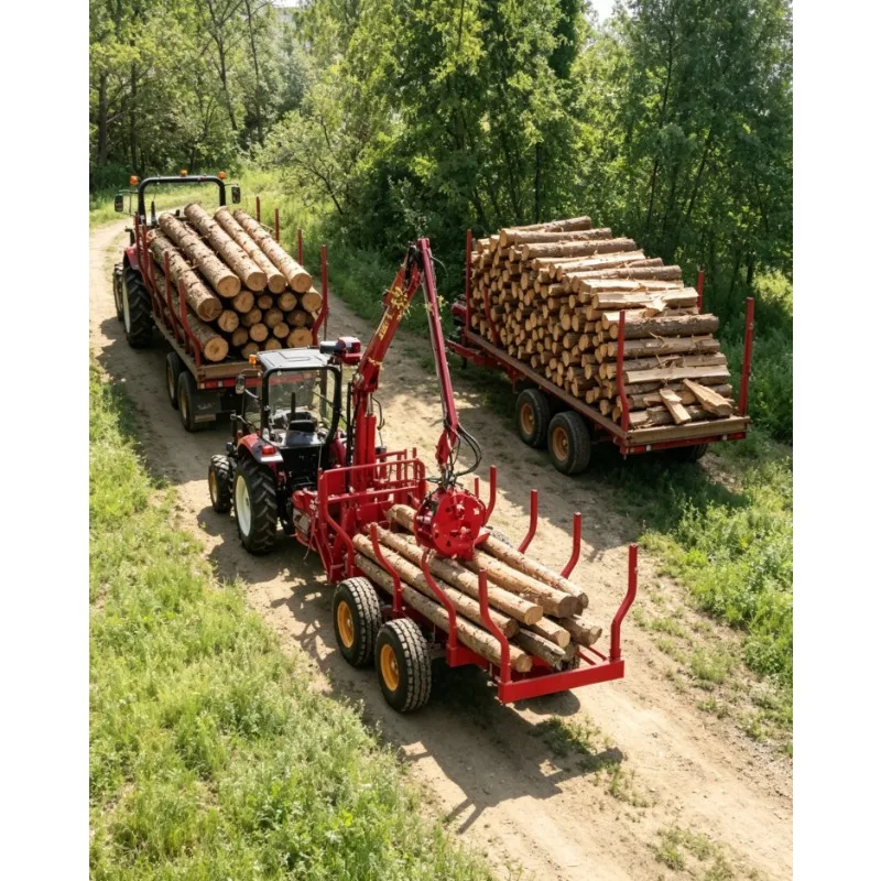 Factory Price Hydraulic Timber Loading Traile Log Trailer , Wood Trailer, Timber Trailer with Crane Grapple for Sale