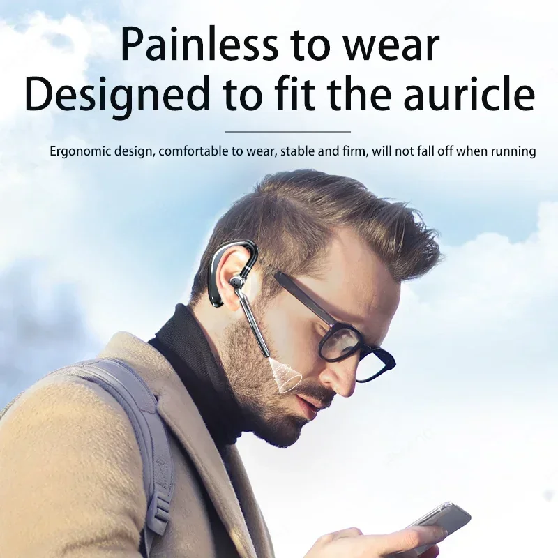 Fone de ouvido sem fio bluetooth fones com microfone enc cancelamento ruído handsfree falando fone negócios auriculares condução