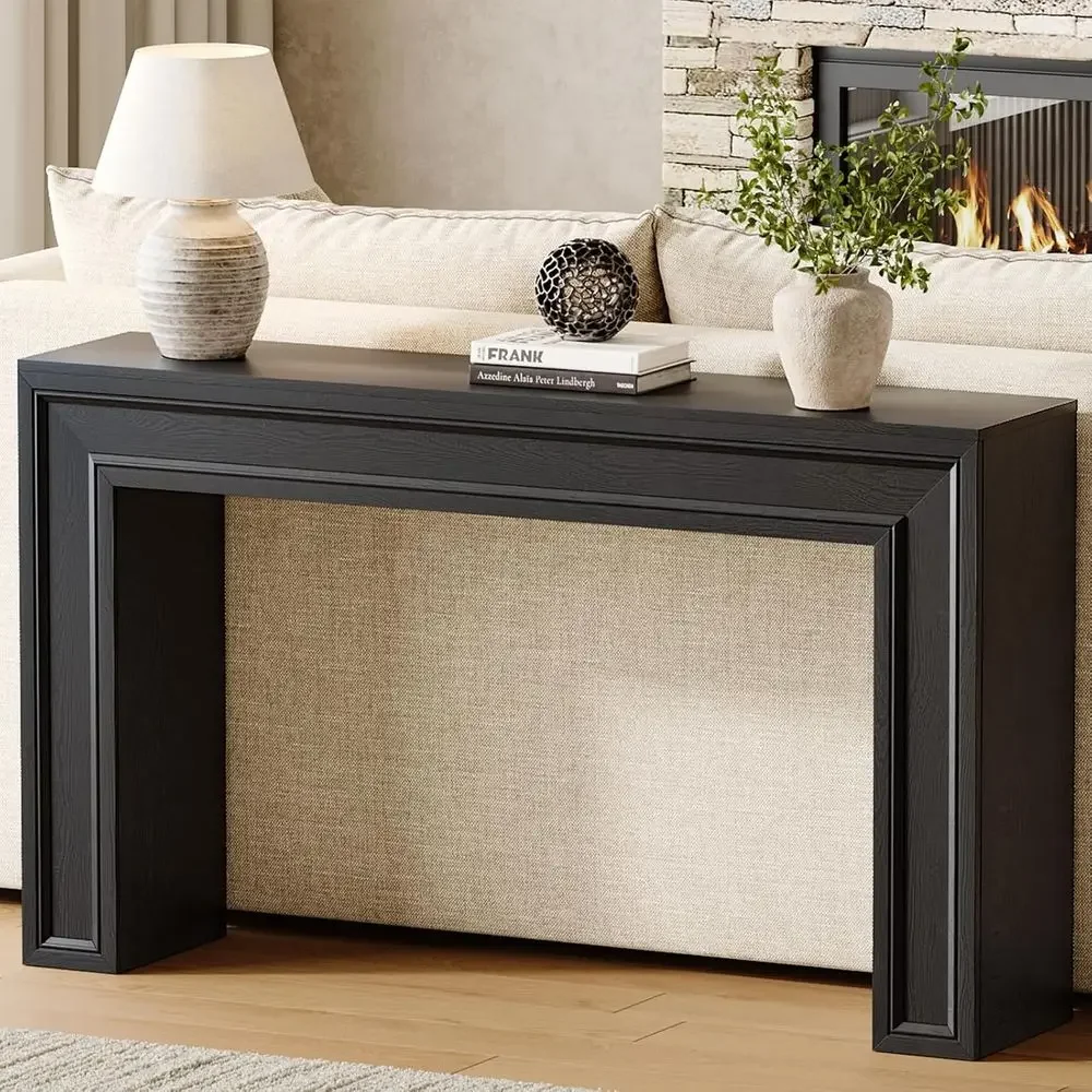 55 Long Elegant Entryway Console Table for Hallway and Living Room (Black) view 3