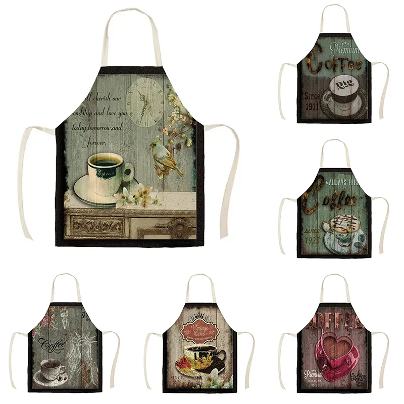 Coffee utensil decoration kitchen apron women men home cooking bakery cleaning linen apron chef apron