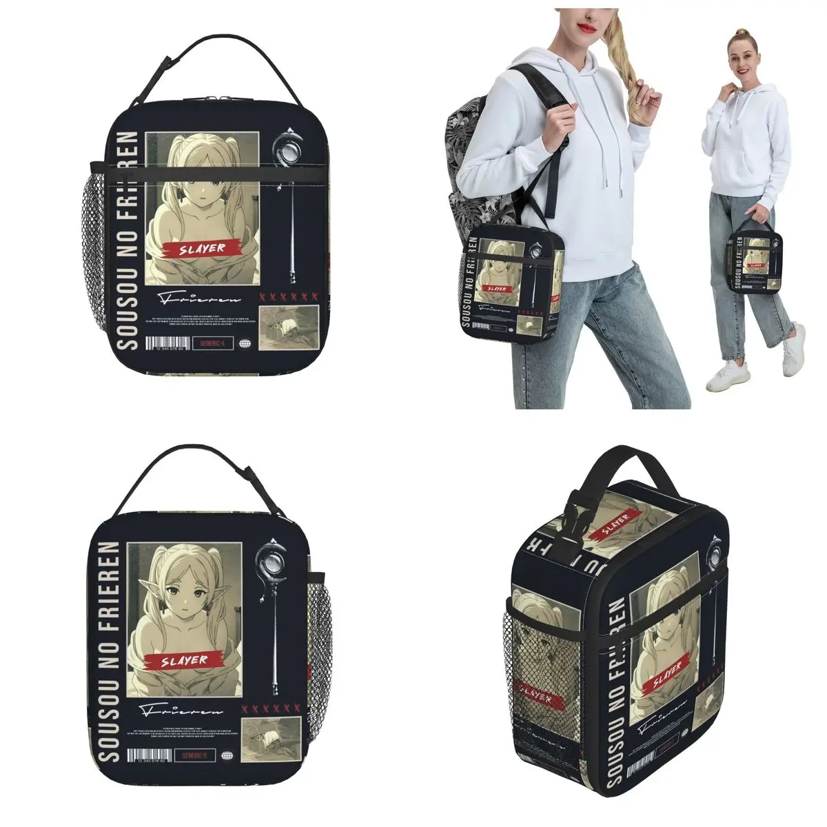 Frieren Beyond Journey End Merch borsa per il pranzo isolata Sousou No Frieren Food Box scatole per il pranzo termiche portatili