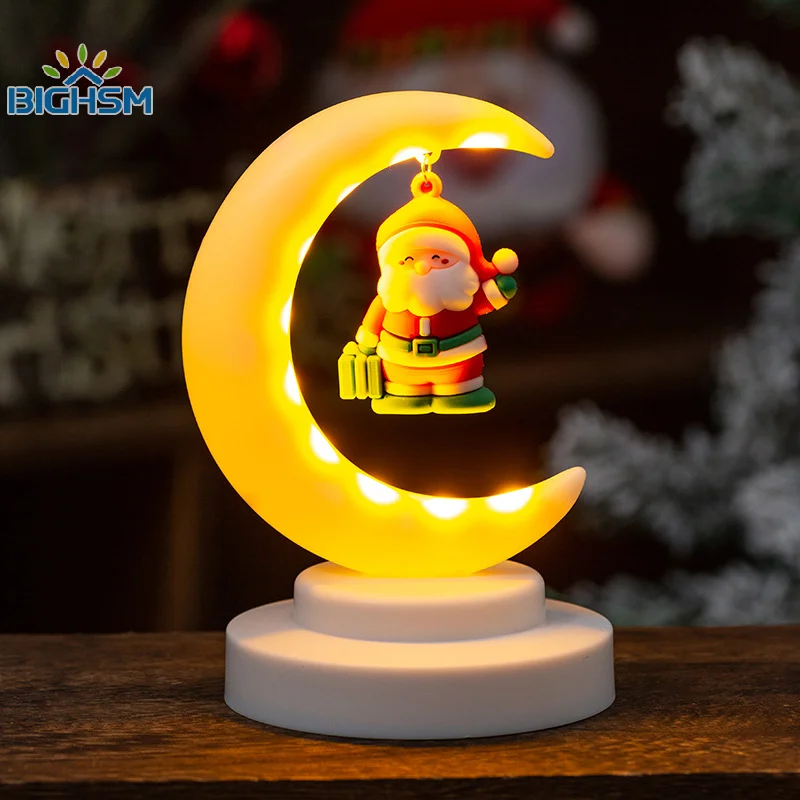 Santa Claus Moon Night Light Christmas Decorations Perfect Gifts For Kids Window Displays Table Ornaments