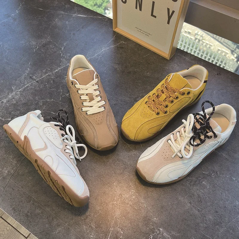 

2025 Genuine Leather Forrest Gump Spring Designer's New Retro Sports Shoes Women's Casual Joker Daddy Shoes Women's Flat Shoes