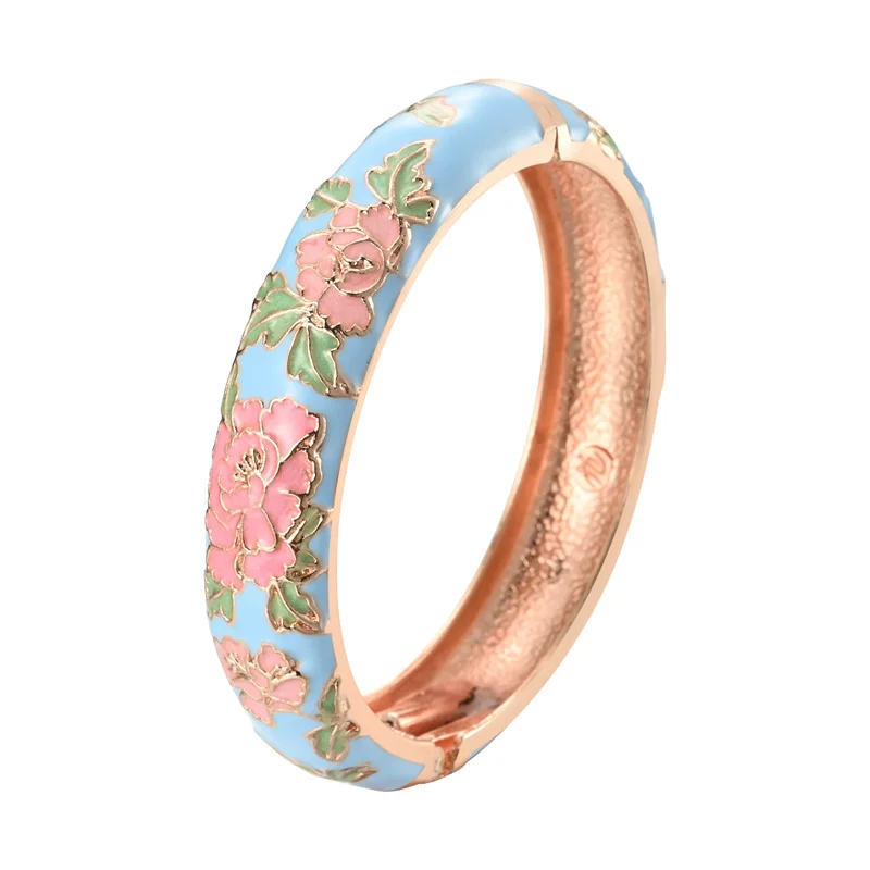 UJOY Enameled Bracelets For Women Chinese Flower Women Bangles Indian Viking Bracelet On Hand African Jewelry Dubai Women\'s Gift