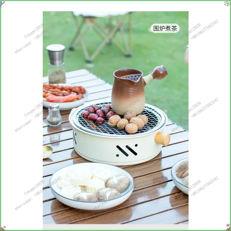 Thickened Charcoal Heating Stove Portable Outdoor BBQ Grill for Camping & Home Use