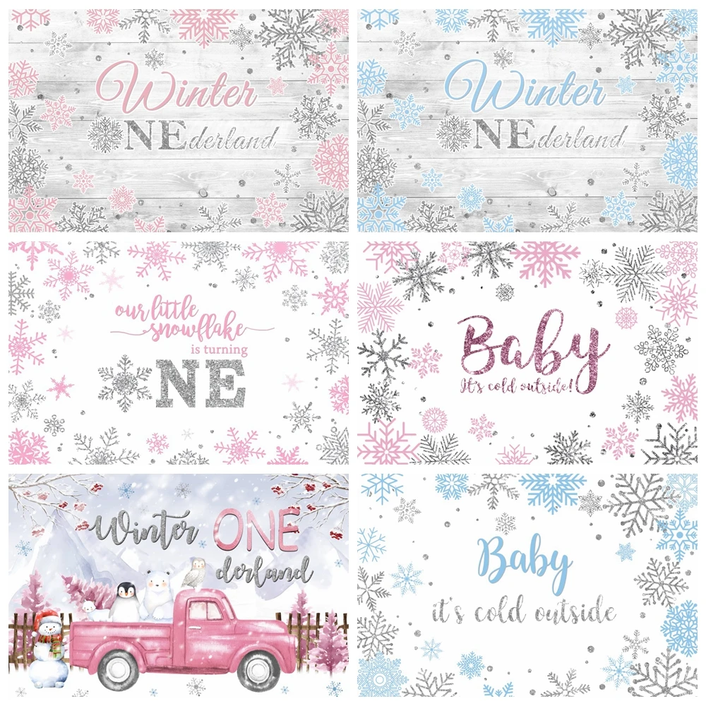 

Winter Onederland Photography Backdrop Snowflake Glitter Silver Boy Girl Baby 1st Birthday Party Christmas Photo Background Deco