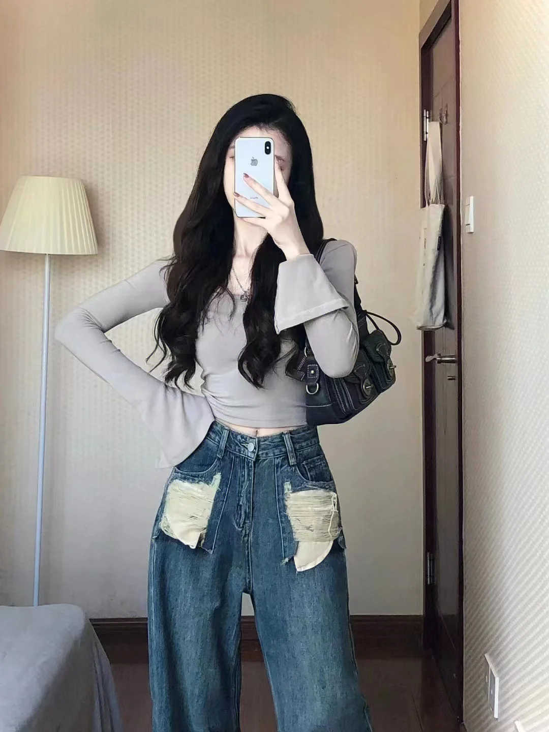 

Long Sleeve T-Shirts Womens Mesh Tops Relaxed Fit Comfortable Winter Neutral City Casual Minimalist Stylish Trendy Daily