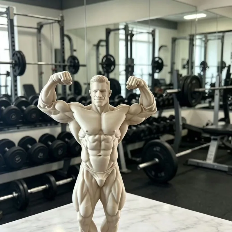 20cm Muscle Man Painted Statue Figure Bodybuilding Sculpture DIY Desktop Tabletop Decor Collection Display Ornament