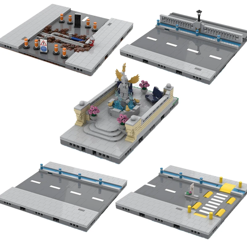 Model widoku na ulicę Moc klocki proste z technologią pasa ruchu rowerowego i przełajowego cegła modułowa DIY montaż zabawek prezenty