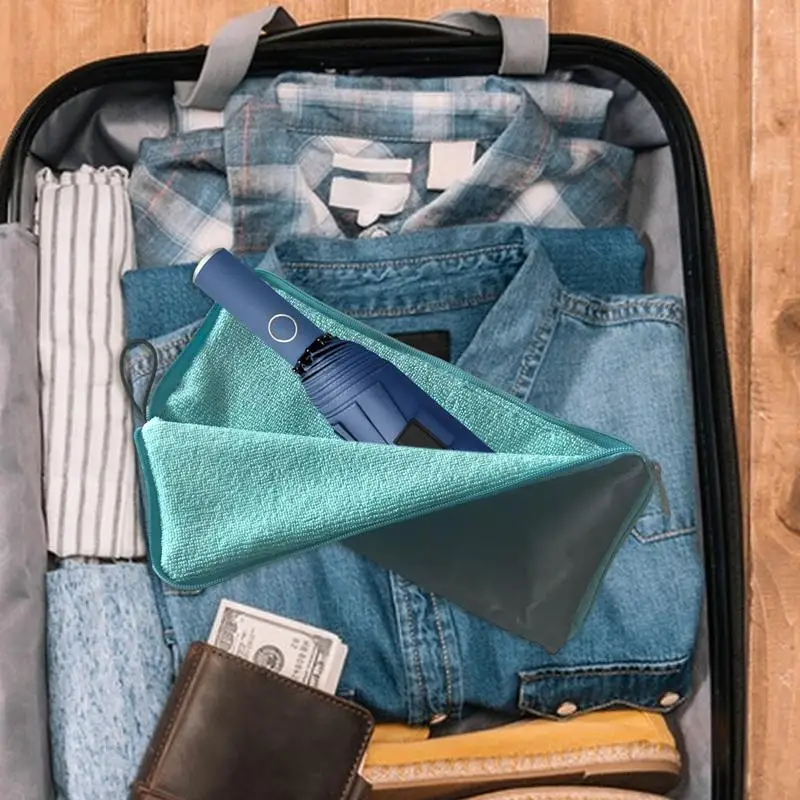Folding Umbrella Storage Bag Chenille Hand Drying Towels With Zipper Multifunctional Hand Towels Super Absorbent Storage Bag image 4